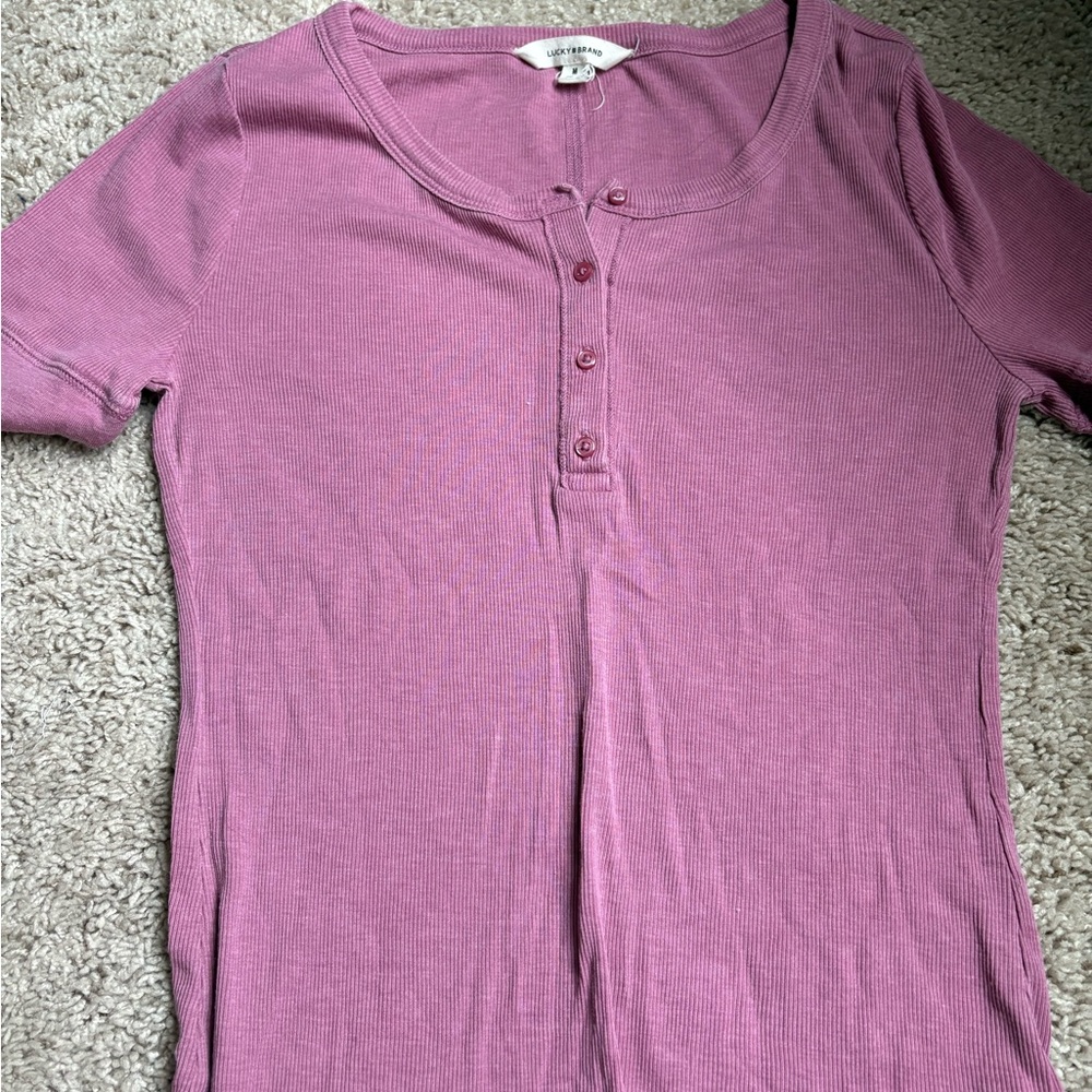Lucky Brand Pink Henley Top